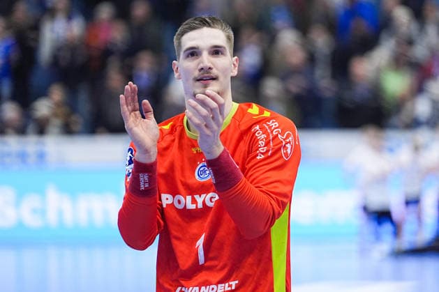 19.02.2026, xydrx, Handball, 1.HBL, VfL Gummersbach - ThSV Eisenach, Schwalbe-Arena: Dominik Kuzmanovic (VfL Gummersbach 1) Photo: xYannisxDreimannxPressefotoKochx Nordrhein-Westfahlen Deutschland