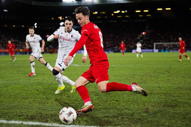 260219 Felix Horn Myhre of Brann during the UEFA Europa League football match between Brann and Bologna on February 19, 2026 in Bergen. Photo: Marius Simensen BILDBYRAN COP 238 MM0056 bbeng bologna brann football fotball fotboll soccer uefa europa league Copyright: MARIUSxSIMENSEN BB260219ZK074