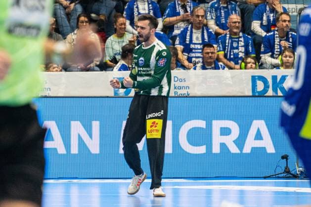Szene mit Matija Spikic (1; ThSV Eisenach) in der Partie zwischen VfL Gummersbach und ThSV Eisenach am 22. Spieltag in der DAIKIN HBL. Szene mit Matija Spikic (1; ThSV Eisenach)