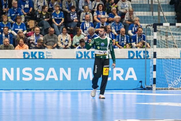 Szene mit Matija Spikic (1; ThSV Eisenach) in der Partie zwischen VfL Gummersbach und ThSV Eisenach am 22. Spieltag in der DAIKIN HBL. Szene mit Matija Spikic (1; ThSV Eisenach)