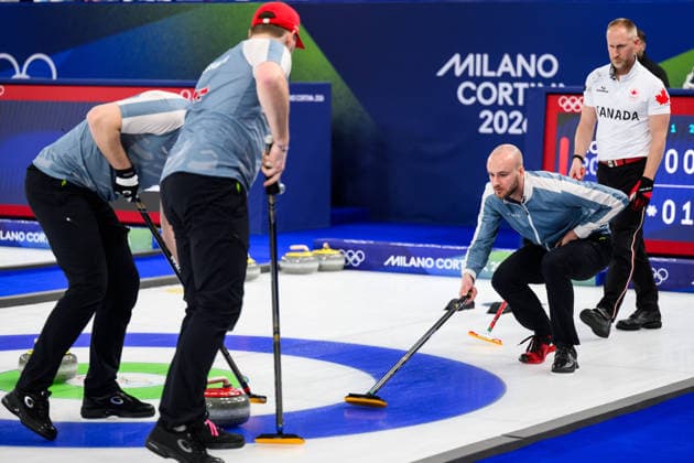 260219 Magnus Ramsfjell of Norway and Brad Jacobs of Canada compete in a men s semifinal curling match between Canada and Norway during day 13 of the 2026 Winter Olympics on February 19, 2026 in Cortina. Photo: Jon Olav Nesvold BILDBYRAN COP 217 JE0125 curling Olympic Games, Olympische Spiele, Olympia, OS olympics winter olympics os ol olympiska spel vinter-os olympiske leker milano cortina 2026 milan cortina 2026 milano cortina 2026 olympic games milano cortina 2026 winter olympic games milano cortina-os milano cortina-ol vinter-ol 13 bbeng kanada canada norge norway *** 260219 Magnus Ramsfjell of Norway and Brad Jacobs of Canada compete in a men s semifinal curling match between Canada and Norway during day 13 of the 2026 Winter Olympics on February 19, 2026 in Cortina Photo Jon Olav Nesvold BILDBYRAN COP 217 JE0125 curling olympic games olympics winter olympics os ol olympiska spel vinter os olympiske leker milano cortina 2026 milan cortina 2026 milano cortina 2026 olympic games milano cortina 2026 winter olympic games milano cortina os milano cortina ol vinter ol 13 bbeng kanada canada norge norway  Copyright: JONxOLAVxNESVOLD BB260219JE004