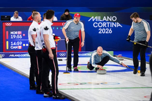 260219 Martin Sesaker, Magnus Ramsfjell and Bendik Ramsfjell of Norway compete in a men s semifinal curling match between Canada and Norway during day 13 of the 2026 Winter Olympics on February 19, 2026 in Cortina. Photo: Jon Olav Nesvold BILDBYRAN COP 217 JE0125 curling Olympic Games, Olympische Spiele, Olympia, OS olympics winter olympics os ol olympiska spel vinter-os olympiske leker milano cortina 2026 milan cortina 2026 milano cortina 2026 olympic games milano cortina 2026 winter olympic games milano cortina-os milano cortina-ol vinter-ol 13 bbeng kanada canada norge norway *** 260219 Martin Sesaker, Magnus Ramsfjell and Bendik Ramsfjell of Norway compete in a men s semifinal curling match between Canada and Norway during day 13 of the 2026 Winter Olympics on February 19, 2026 in Cortina Photo Jon Olav Nesvold BILDBYRAN COP 217 JE0125 curling olympic games olympics winter olympics os ol olympiska spel vinter os olympiske leker milano cortina 2026 milan cortina 2026 milano cortina 2026 olympic games milano cortina 2026 winter olympic games milano cortina os milano cortina ol vinter ol 13 bbeng kanada canada norge norway  Copyright: JONxOLAVxNESVOLD BB260219JE005