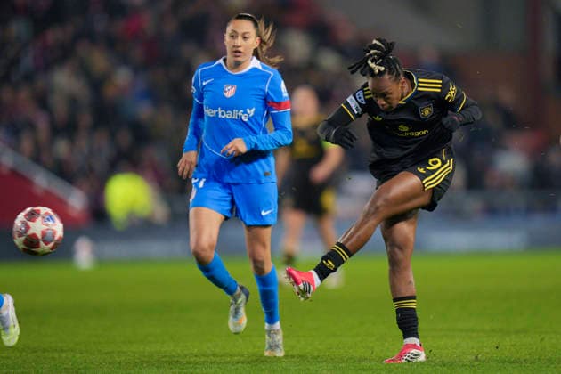 Manchester United, ManU Women v AtlÃ tico de Madrid Femenino, Leigh, UK - 19 {iptcmonthname3} 2026 Melvine Malard of Manchester United Women shoots at goal during the UEFA Women s Champions League, Knockout Round Play-Off Second Leg match between Manchester United Women and AtlÃ tico de Madrid Femenino at Leigh Sports Village, Leigh on 19 February 2026 ( Leigh Leigh Sports Village Greater Manchester England Copyright: xStevexFlynn PPAUKx PPA-249516