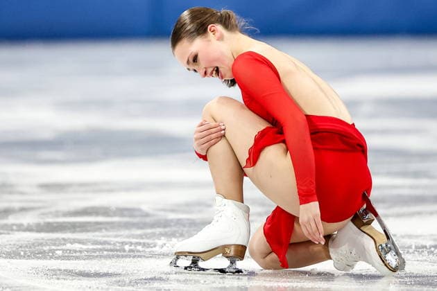 ITALY, MILAN - FEBRUARY 19, 2026: Nina Pinzarrone of Belgium performs her routine in the women s singles free skating programme at the 2026 Winter Olympic Games, Olympische Spiele, Olympia, OS at Milano Ice Skating Arena. Peter Kovalev TASS  88966745