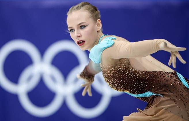 ITALY, MILAN - FEBRUARY 19, 2026: Niina Petrokina of Estonia performs her routine in the women s singles free skating programme at the 2026 Winter Olympic Games, Olympische Spiele, Olympia, OS at Milano Ice Skating Arena. Peter Kovalev TASS  88967536
