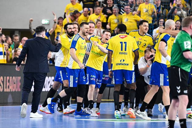 KIELCE 19.02.2026 MECZ 11. KOLEJKA LIGA MISTRZOW PILKA RECZNA MEZCZYZN SEZON 2025 2026 INDUSTRIA KIELCE - ONE VESZPREM HC --- MENS HALDBALL EHF CHAMPIONS LEAGUE SEASON 2025 2026 MATCH: INDUSTRIA KIELCE - ONE VESZPREM HC RADOSC ALEKS VLAH MARCEL LATOSINSKI THEO MONAR FOT. MICHAL TRZPIS 400MM.PL NEWSPIX.PL --- newspix.pl 