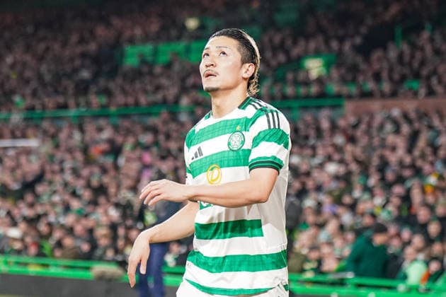Fussball UEFA Europa League 2025 - 2026, Play-Offs Hinspiel - Celtic FC Glasgow vs VfB Stuttgart - Celtic Park Stadion (Glasgow, Schottland): Daizen Maeda (Celtic Glasgow, 38) Copyright: xJOERANxSTEINSIEKx