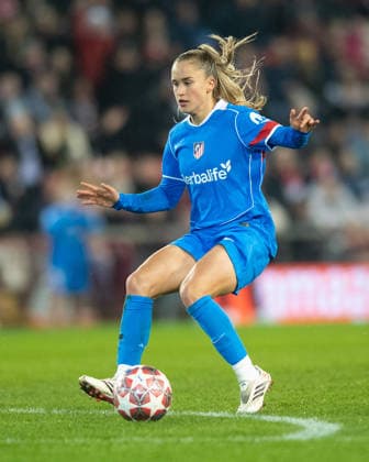 Manchester United, ManU Women v AtlÃ tico Madrid Femenino UEFA Womens Champions League Andrea Medina of AtlÃ tico Madrid Femenino during the UEFA Womens Champions League Round of 16 Second Leg match between Manchester United Women and AtlÃ tico Madrid Femenino at Leigh Sports Village, Leigh 19 02 2026 UK Newspapers OUT Copyright: xMattxWilkinsonx FIL-23015-0026