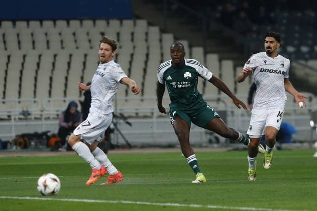 UEFA Europa League - Panathinaikos FC vs Victoria Plzen - Andreas Tetteh of Panathinaikos FC in action while scoring the 2-1 during the UEFA Europa League Play-Offs 1st leg soccer match between Panathinaikos FC and Victoria Plzen in Olympic Athletic Center of Athens Spyros Louis , Athens, Greece, on 19 February 2026. IMAGO ONE INCH PRODUCTIONS ATHENS GREECE Copyright: xONExINCHxPRODUCTIONSx 6862038