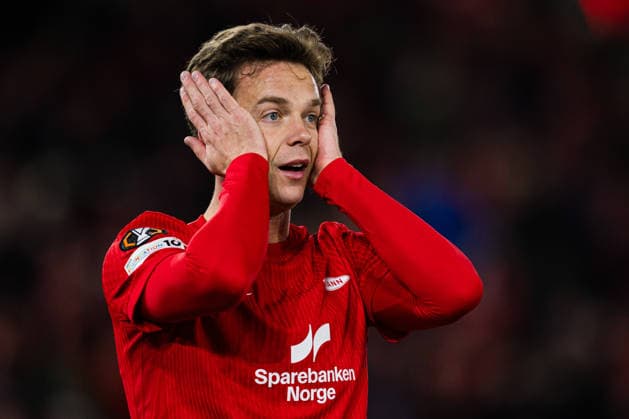 260219 Felix Horn Myhre of Brann looks dejected during the UEFA Europa League football match between Brann and Bologna on February 19, 2026 in Bergen. Photo: Marius Simensen BILDBYRAN COP 238 MM0056 bbeng bologna brann depp football fotball fotboll soccer uefa europa league Copyright: MARIUSxSIMENSEN BB260219ZR100