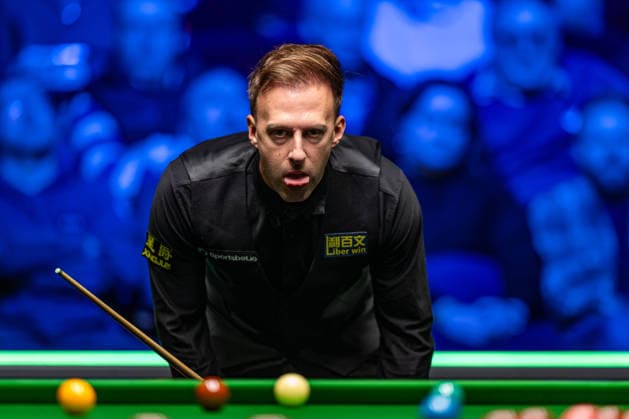 19th February 2026; Telford International Centre, Telford, England: 2026 The Players Championship, Day 3; Judd Trump thinks about the next shot in his quarter final match against Mark Williams  GodfreyxPitt