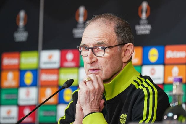 Fussball UEFA Europa League 2025 - 2026, Play-Offs Hinspiel - Celtic FC Glasgow vs VfB Stuttgart - Celtic Park Stadion (Glasgow, Schottland): Martin O Neill Martin Oneill (Trainer, Celtic Glasgow) Pressekonferenz, Medien Copyright: xJOERANxSTEINSIEKx