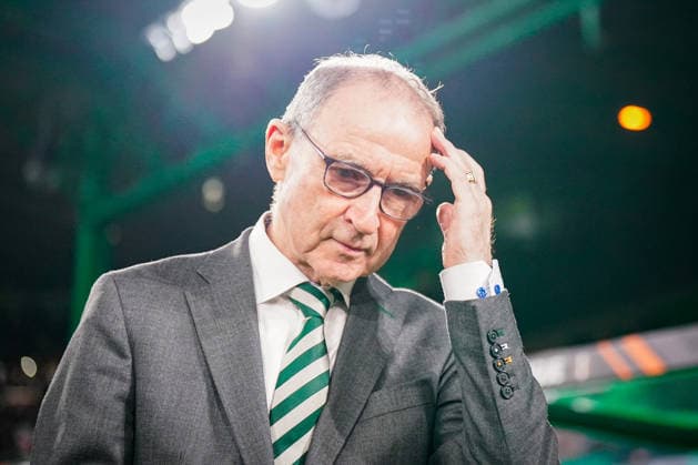 Fussball UEFA Europa League 2025 - 2026, Play-Offs Hinspiel - Celtic FC Glasgow vs VfB Stuttgart - Celtic Park Stadion (Glasgow, Schottland): Martin O Neill Martin Oneill (Trainer, Celtic Glasgow) Mimik, Gesichtsausdruck, Emotion Copyright: xJOERANxSTEINSIEKx