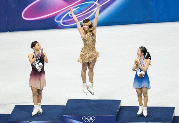 Figure skating, Eiskunstlauf - Milano Cortina 2026 Winter Olympics: Day 13 Kaori Sakamoto, Adeliia Petrosian, Ami Nakai during Milano Cortina 2026 Winter Olympics Figure Skating Women™s Free Skating at Milano Ice Skating Arena in Milan on February 19, 2026 Milan Italy  Copyright: xFotoxOlimpikx originalFilename:jastrzebowski-figuresk260219_npnlZ.jpg