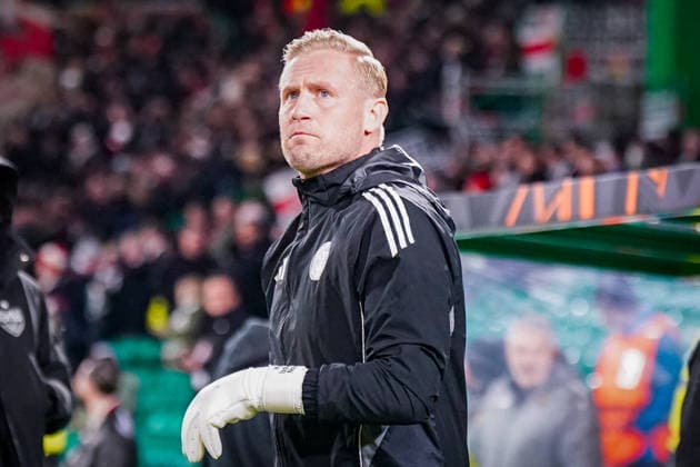 Fussball UEFA Europa League 2025 - 2026, Play-Offs Hinspiel - Celtic FC Glasgow vs VfB Stuttgart - Celtic Park Stadion (Glasgow, Schottland): Kasper Schmeichel (Celtic Glasgow, 1) Copyright: xJOERANxSTEINSIEKx