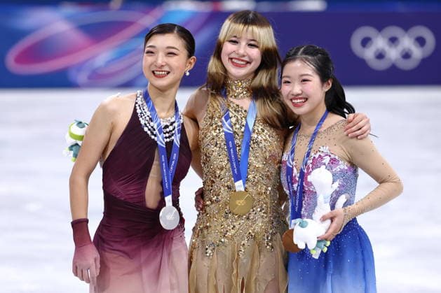 (L-R) Kaori Sakamoto (JPN), Alysa Liu (USA), Ami Nakai (JPN), FEBRUARY 19, 2026 - Figure skating, Eiskunstlauf : Women s Medal Ceremony during the Milano Cortina 2026 Olympic Winter games, Winterspiele,Spiele, Summer games at Milano Ice Skating Arena in Milan, Italy. Noxthirdxpartyxsales  aflo_320566418