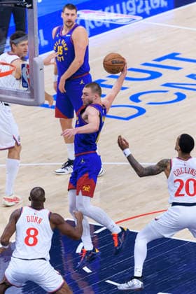 February 19, 2026, Inglewood, California, USA: Christian Braun 0 of the Denver Nuggets grabs the rebound during their regular season NBA, Basketball Herren, USA game against the Los Angeles Clippers on Thursday February 19, 2026 at Intuit Dome in Inglewood, California. ARIANA RUIZ PI Clippers Vs. Nuggets  - ZUMAp124 20260219_zaa_p124_015 Copyright: xArianaxRuizx