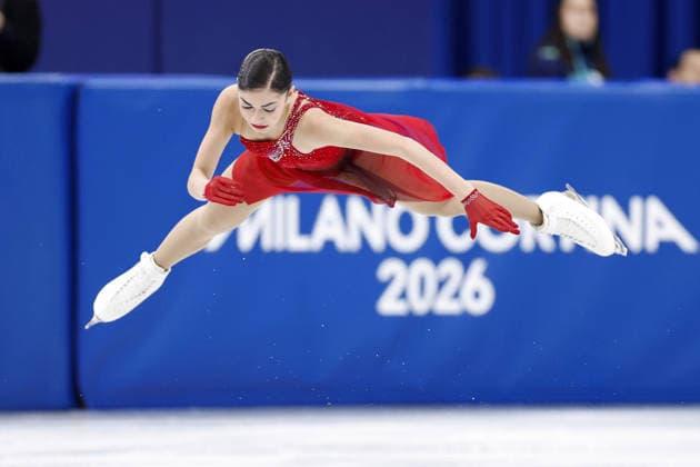 Milan Cortina Olympics: Figure skating, Eiskunstlauf Adeliia Petrosian, competing as an Individual Neutral Athlete, performs in the women s figure skating free program at the Milan Cortina Olympics at Milano Ice Skating Arena in Milan on Feb. 19, 2026.  A14AA0005306775P