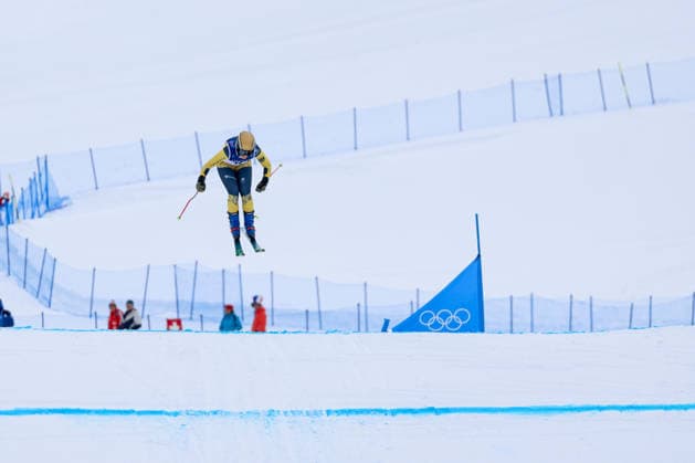 Livigno, Italien 20. Februar 2026: Ski Freestyle Ski Cross Frauen - Olympia 2026 Im Bild: Veronika Redder (GER) im Flug. Snow Park *** Livigno, Italy February 20, 2026 Ski Freestyle Ski Cross Women Olympia 2026 In the picture Veronika Redder GER in the flight snow park Copyright: xFotostandx xHettichx