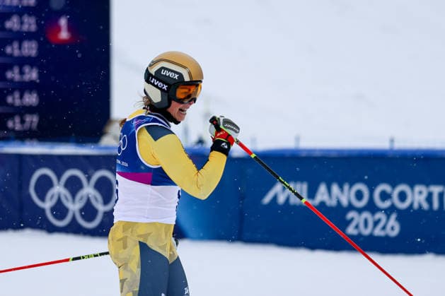 Livigno, Italien 20. Februar 2026: Ski Freestyle Ski Cross Frauen - Olympia 2026 Im Bild: Daniela Maier (GER) jubelt im Ziel. Snow Park *** Livigno, Italy 20 February 2026 Ski Freestyle Ski Cross Women Olympia 2026 In the picture Daniela Maier GER cheers at the finish line Snow Park Copyright: xFotostandx xHettichx