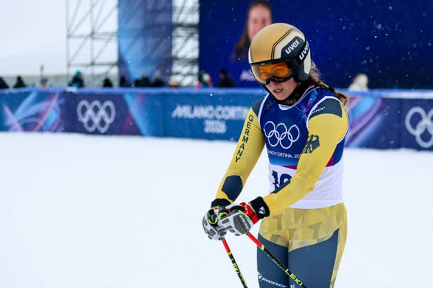 Livigno, Italien 20. Februar 2026: Ski Freestyle Ski Cross Frauen - Olympia 2026 Im Bild: Daniela Maier (GER) angespannt, entschlossen im Zielbereich. Snow Park *** Livigno, Italy 20 February 2026 Ski Freestyle Ski Cross Women Olympia 2026 In the picture Daniela Maier GER tense, determined in the finish area Snow Park Copyright: xFotostandx xHettichx