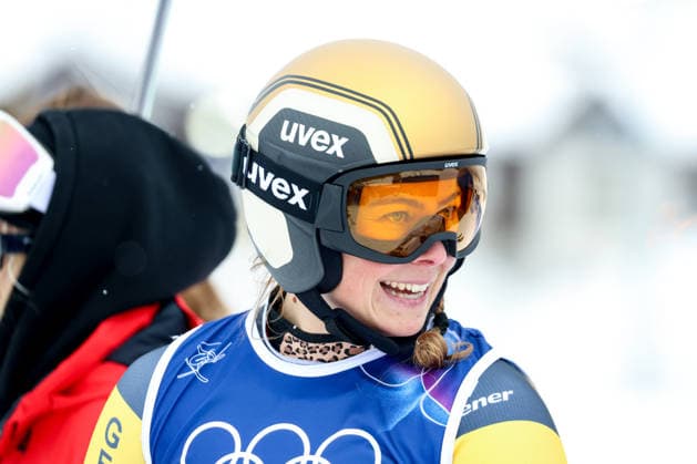 Livigno, Italien 20. Februar 2026: Ski Freestyle Ski Cross Frauen - Olympia 2026 Im Bild: Daniela Maier (GER) lächelnd. Snow Park *** Livigno, Italy February 20, 2026 Ski Freestyle Ski Cross Women Olympia 2026 In the picture Daniela Maier GER smiling Snow Park Copyright: xFotostandx xHettichx
