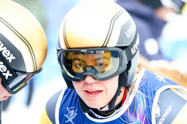 Livigno, Italien 20. Februar 2026: Ski Freestyle Ski Cross Frauen - Olympia 2026 Im Bild: v.li. Daniela Maier (GER) und Luisa Klapprott (GER) stecken die Köpfe zusammen. Snow Park *** Livigno, Italy February 20, 2026 Ski Freestyle Ski Cross Women Olympia 2026 In the picture from left Daniela Maier GER and Luisa Klapprott GER put their heads together Snow Park Copyright: xFotostandx xHettichx