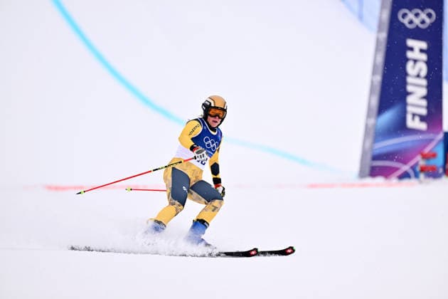 (260220) -- LIVIGNO, Feb. 20, 2026 -- Daniela Maier of Germany reacts after crossing the finish line during the freestyle skiing women s ski cross seeding at the Milan-Cortina 2026 Olympic Winter games, Winterspiele,Spiele, Summer games in Livigno, Italy, Feb. 20, 2026. ) (MICO2026)ITALY-LIVIGNO-OLYMPIC WINTER GAMES-FREESTYLE SKIING-WOMEN S SKI CROSS-SEEDING ZhangxHongxiang 