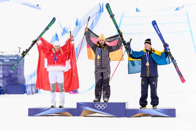 260220 Fanny Smith of Switzerland, Daniela Maier of Germany and Fanny Smith of Switzerland celebrate on the podium after competing in women s freestyle skiing ski cross final during day 14 of the 2026 Winter Olympics on February 20, 2026 in Livigno. Photo: Vegard Grott BILDBYRAN kod VG VG0888 bbeng Olympic Games, Olympische Spiele, Olympia, OS olympics winter olympics os ol olympiska spel vinter-os olympiske leker milano cortina 2026 milan cortina 2026 milano cortina 2026 olympic games milano cortina 2026 winter olympic games milano cortina-os milano cortina-ol vinter-ol ski cross freestyle skiing skicross dam final jubel sweden sverige *** 260220 Fanny Smith of Switzerland, Daniela Maier of Germany and Fanny Smith of Switzerland celebrate on the podium after competing in women s freestyle skiing ski cross final during day 14 of the 2026 Winter Olympics on February 20, 2026 in Livigno Photo Vegard Grott BILDBYRAN kod VG VG0888 bbeng olympic games olympics winter olympics os ol olympiska spel vinter os olympiske leker milano cortina 2026 milan cortina 2026 milano cortina 2026 olympic games milano cortina 2026 winter olympic games milano cortina os milano cortina ol vinter ol ski cross freestyle skiing skicross dam final jubel sweden sverige  Copyright: VEGARDxGRoTT BB260220VG082