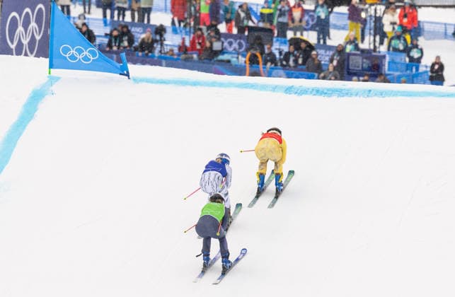 OLYMPICS - Winter Olympic Games, Olympische Spiele, Olympia, OS Milano Cortina 2026 LIVIGNO,ITALY,20.FEB.26 - OLYMPICS, SKI CROSS - Winter Olympic Games Milano Cortina 2026, Skicross, women, final. Image shows Daniela Maier (GER), Fanny Smith (SUI) and Sandra Naeslund (SWE).  GEPAxpictures xHaraldxSteiner