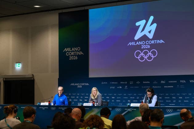260220 Communications Director Mark Adams, IOC President Kirsty Coventry and Olympic Games, Olympische Spiele, Olympia, OS Executive Director Christophe Dubi at a press conference, PK, Pressekonferenz during day 14 of the 2026 Winter Olympics on February 20, 2026 in Milan. Photo: Emma Wallskog BILDBYRAN kod EW EW0644 olympic games olympics winter olympics os ol olympiska spel vinter-os olympiske leker milano cortina 2026 milan cortina 2026 milano cortina 2026 olympic games milano cortina 2026 winter olympic games milano cortina-os milano cortina-ol vinter-ol 14 bbeng presskonferens iok ordförande internationella olympiska kommitten *** 260220 Communications Director Mark Adams, IOC President Kirsty Coventry and Olympic Games Executive Director Christophe Dubi at a press conference during day 14 of the 2026 Winter Olympics on February 20, 2026 in Milan Photo Emma Wallskog BILDBYRAN code EW EW0644 olympic games olympics winter olympics os ol olympic games winter os olympic games milano cortina 2026 milan cortina 2026 milano cortina 2026 olympic games milano cortina 2026 winter olympic games milano cortina os milano cortina ol winter ol 14 bbeng press conference ioc president international olympic committee  Copyright: EMMAxWALLSKOG BB260220EW008