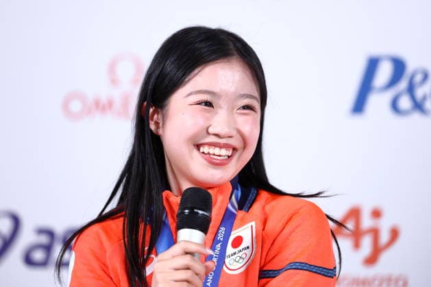Ami Nakai (JPN), FEBRUARY 20, 2026 - Figure skating, Eiskunstlauf : Silver medalist Kaori Sakamoto and Bronze medalist Ami Nakai attend a press conference, PK, Pressekonferenz during the Milano Cortina 2026 Olympic Winter games, Winterspiele,Spiele, Summer games in Milan, Italy. Noxthirdxpartyxsales  aflo_320613676