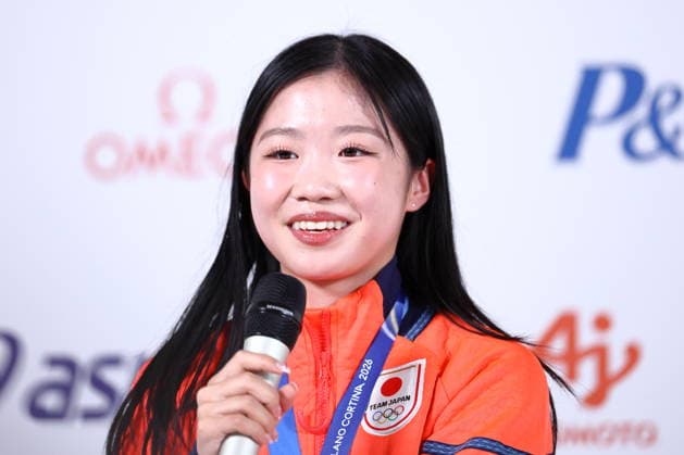 Ami Nakai (JPN), FEBRUARY 20, 2026 - Figure skating, Eiskunstlauf : Silver medalist Kaori Sakamoto and Bronze medalist Ami Nakai attend a press conference, PK, Pressekonferenz during the Milano Cortina 2026 Olympic Winter games, Winterspiele,Spiele, Summer games in Milan, Italy. Noxthirdxpartyxsales  aflo_320613677