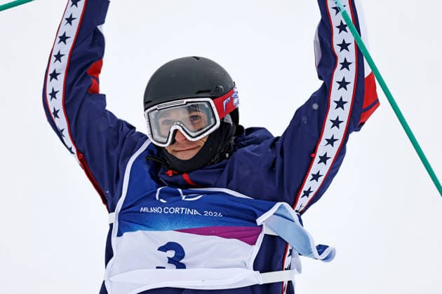 (260220) -- LIVIGNO, Feb. 20, 2026 -- Nick Goepper of the United States reacts during the freestyle skiing men s freeski halfpipe qualification at the Milan-Cortina 2026 Olympic Winter games, Winterspiele,Spiele, Summer games in Livigno, Italy, Feb. 20, 2026. ) (MICO2026)ITALY-LIVIGNO-OLYMPIC WINTER GAMES-FREESTYLE SKIING-MEN S FREESKI HALFPIPE-QUALIFICATION WangxPeng 