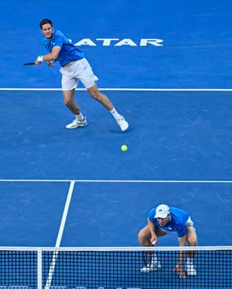 ATP, Tennis Herren Qatar ExxonMobil Open-Doubles Final Harri Heliovaara (R) of Finland and Henry Patten of Great Britain competes against Julian Cash and Lloyd Glasspool of Great Britain in the Doubles Final match at the ATP men s Qatar ExxonMobil Open 2026 tennis tournament at the Khalifa International Tennis Complex in Doha, Qatar, on February 20, 2026. DOHA Qatar Copyright: xNOUSHADx