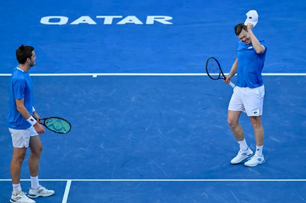 ATP, Tennis Herren Qatar ExxonMobil Open-Doubles Final Harri Heliovaara of Finland and Henry Patten of Great Britain celebrates after winning against Julian Cash and Lloyd Glasspool of Great Britain in the Doubles Final match at the ATP men s Qatar ExxonMobil Open 2026 tennis tournament at the Khalifa International Tennis Complex in Doha, Qatar, on February 20, 2026. DOHA Qatar Copyright: xNOUSHADx