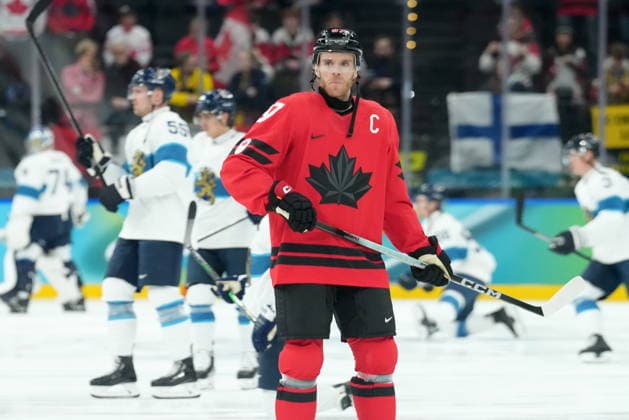 February 20, 2026, Milan, ITALY: Canada forward Connor McDavid (97) warms up prior to first period Men s Olympic semi final Ice hockey, Eishockey action at the 2026 Milan Cortina Winter Olympics in Milan, Friday, Feb. 20, 2026. Canada News - February 20, 2026  - ZUMAc35_ 20260220_zaf_c35_034 Copyright: xNathanxDenettex