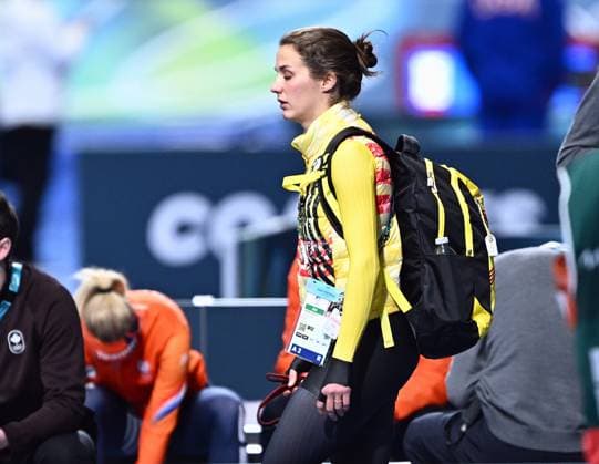 Belgian speed skater Isabelle van Elst arrives for the Women s 1500m Speed skating, Eisschnelllauf race at the Milano Cortina 2026 Olympic Winter games, Winterspiele,Spiele, Summer games on Friday 20 February 2026 in Milan, Italy. The XXV Winter Olympics take place from 6 to 22 February 2026 in Italy. JASPERxJACOBS  x164334471x