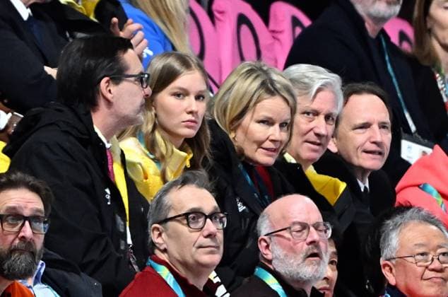 Belgian ambassador to Italy, Andy Detaille, Princess Eleonore, Queen Mathilde of Belgium, King Philippe - Filip of Belgium and BOIC - COIB chairman Jean-Michel Saive attend the Women s 1500m Speed skating, Eisschnelllauf race at the Milano Cortina 2026 Olympic Winter games, Winterspiele,Spiele, Summer games on Friday 20 February 2026 in Milan, Italy. The XXV Winter Olympics take place from 6 to 22 February 2026 in Italy. JASPERxJACOBS  x164334732x