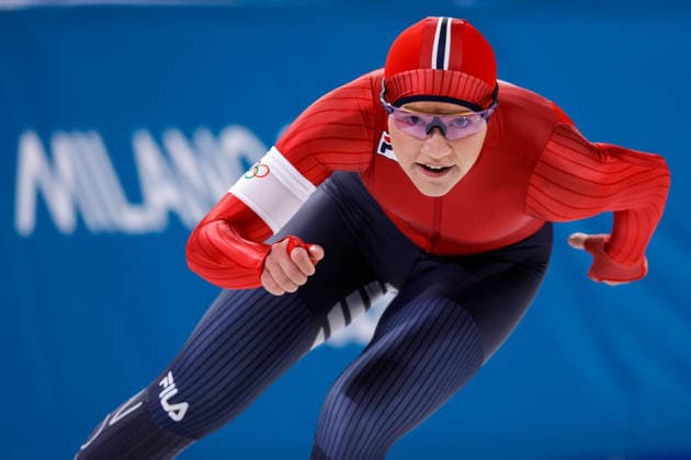 2026-02-20 Speed skating, Eisschnelllauf - Milano Cortina 2026 Winter Olympics - Day 14 MILAN, ITALY - FEBRUARY 20: Aurora Grinden Lovas of Norway competing in the Women s 1500m during Day 14 of Speed Skating - Milano Cortina 2026 Winter Olympics at Milano Speed Skating Stadium on February 20, 2026 in Milan, Italy. (Photo by Joris Verwijst BSR Agency) Milan Italy Content not available for redistribution in The Netherlands directly or indirectly through any third parties. Copyright: xBSRxAgencyx
