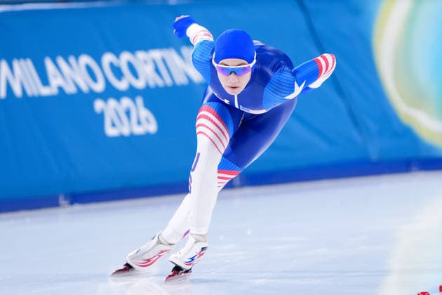2026-02-20 - Milano Cortina 2026 Winter Olympics 1500m Women MILAN, ITALY - FEBRUARY 20: Greta Myers of United States of America during the 1500m Women on day 16 of the Milano Cortina 2026 Winter Olympics at the Milano Speed skating, Eisschnelllauf Arena on February 20, 2026 in Milan, Italy Milan Milano Speed Skating Arena Italy Content not available for redistribution in The Netherlands directly or indirectly through any third parties. Copyright: xAndrexWeeningx