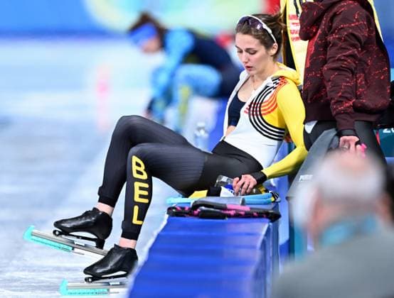 Belgian speed skater Isabelle van Elst reacts during the Women s 1500m Speed skating, Eisschnelllauf race at the Milano Cortina 2026 Olympic Winter games, Winterspiele,Spiele, Summer games on Friday 20 February 2026 in Milan, Italy. The XXV Winter Olympics take place from 6 to 22 February 2026 in Italy. JASPERxJACOBS  x164336536x