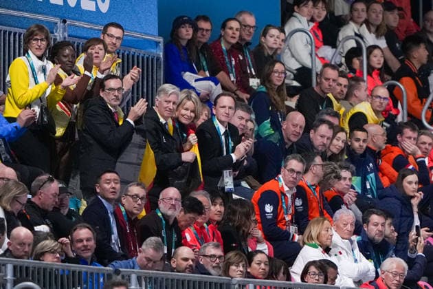 2026-02-20 - Milano Cortina 2026 Winter Olympics 1500m Women MILAN, ITALY - FEBRUARY 20: King Philippe of Belgium, Queen Mathilde of Belgium during the 1500m Women on day 16 of the Milano Cortina 2026 Winter Olympics at the Milano Speed skating, Eisschnelllauf Arena on February 20, 2026 in Milan, Italy Milan Milano Speed Skating Arena Italy Content not available for redistribution in The Netherlands directly or indirectly through any third parties. Copyright: xAndrexWeeningx