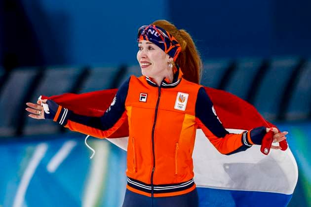 winner Antoinette Rijpma-De Jong of the Netherlands celebrating and holding flag after Women s 1500m, Milano Cortina 2026 Winter Olympics: Day 14, Speed skating, Eisschnelllauf - Milano Cortina 2026 Winter Olympics: Day 14, Milano Speed Skating Stadium, February 20, 2026, Milan, Italy.