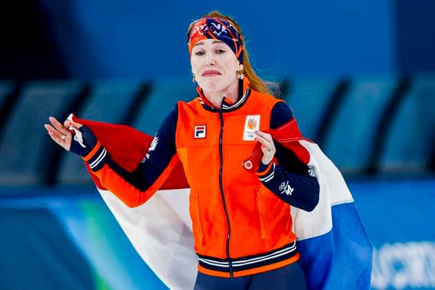 winner Antoinette Rijpma-De Jong of the Netherlands celebrating and holding flag after Women s 1500m, Milano Cortina 2026 Winter Olympics: Day 14, Speed skating, Eisschnelllauf - Milano Cortina 2026 Winter Olympics: Day 14, Milano Speed Skating Stadium, February 20, 2026, Milan, Italy.