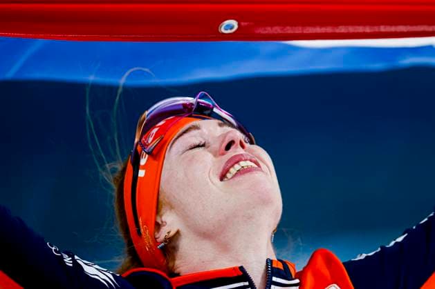 winner Antoinette Rijpma-De Jong of the Netherlands celebrating and holding flag after Women s 1500m, Milano Cortina 2026 Winter Olympics: Day 14, Speed skating, Eisschnelllauf - Milano Cortina 2026 Winter Olympics: Day 14, Milano Speed Skating Stadium, February 20, 2026, Milan, Italy.