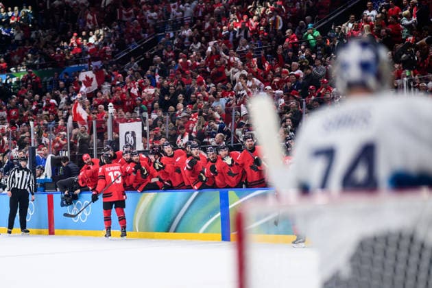 260220 Sam Reinhart of Canada celebrates the 1-2 goal in the men s Ice hockey, Eishockey semifinal between Canada and Finland during day 14 of the 2026 Winter Olympics on February 20, 2026 in Milan. Photo: Joel Marklund BILDBYRAN kod JM CS0887 ishockey ice hockey Olympic Games, Olympische Spiele, Olympia, OS olympics winter olympics os ol olympiska spel vinter-os olympiske leker milano cortina 2026 milan cortina 2026 milano cortina 2026 olympic games milano cortina 2026 winter olympic games milano cortina-os milano cortina-ol vinter-ol 14 bbeng finland canada kanada jubel *** 260220 Sam Reinhart of Canada celebrates the 1 2 goal in the men s ice hockey semifinal between Canada and Finland during day 14 of the 2026 Winter Olympics on February 20, 2026 in Milan Photo Joel Marklund BILDBYRAN kod JM CS0887 ishockey ice hockey olympic games olympics winter olympics os ol olympiska spel vinter os olympiske leker milano cortina 2026 milan cortina 2026 milano cortina 2026 olympic games milano cortina 2026 winter olympic games milano cortina os milano cortina ol vinter ol 14 bbeng finland canada kanada jubel  Copyright: JOELxMARKLUND BB260220JM021