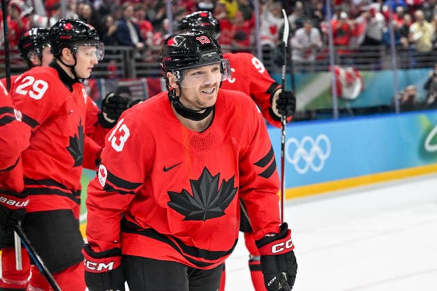 MILAN, ITALY - FEBRUARY 20: Sam Reinhart of Canada celebrate his goal during the Ice hockey, Eishockey Men™s Play-offs Semifinals match between Canada and Finland on day fourteen of the Milano Cortina 2026 Winter Olympic Games, Olympische Spiele, Olympia, OS at Milano Santagiulia Ice Hockey Arena on February 20, 2026 in Milan, Italy. Milan Milano Santagiulia Ice Hockey Arena Italy *** MILAN, ITALY FEBRUARY 20 Sam Reinhart of Canada celebrate his goal during the Ice Hockey Men™s Play offs Semifinals match between Canada and Finland on day fourteen of the Milano Cortina 2026 Winter Olympic games at Milano Santagiulia Ice Hockey Arena on February 20, 2026 in Milan, Italy Milan Milano Santagiulia Ice Hockey Arena Italy Copyright: xJustPictures.ch AndreaxBrancax jp-en-EuSpIm-AB-AAB_411220022026