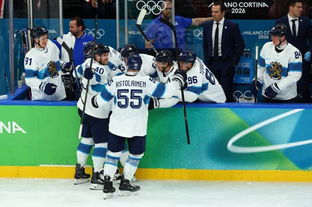 February 20, 2026, Milan, Lombardy, Italy: ERIK HAULA 56 of Finland celebrates scoring his side s second goal shorthanded in the Semifinal game between Team Canada (CAN) and Team Finland (FIN) at the Milano Cortina 2026 Olympic Games, Olympische Spiele, Olympia, OS Olympics 2026: Milano Cortina: Ice hockey, Eishockey Men: CAN:FIN  - ZUMAc179 20260220_oly_c179_036 Copyright: xMickaelxChavetx