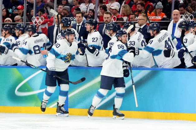 February 20, 2026, Milan, Lombardy, Italy: Erik Haula (56) of Team Finland after a goal against Team Canada in a men s Ice hockey, Eishockey semifinal during the Milano Cortina 2026 Olympic Winter games, Winterspiele,Spiele, Summer games at Milano Santagiulia Ice Hockey Arena Olympics 2026: Milano Cortina: Ice Hockey-Men Semifinal- CAN-FIN  - ZUMAm117 20260220_oly_m117_016 Copyright: xDavidxMcIntyrex